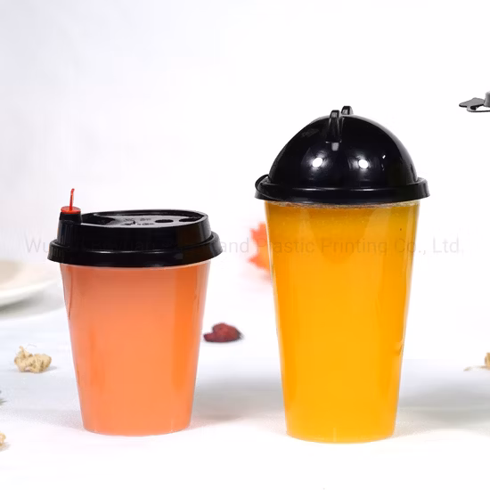 Vasos de plástico desechables para beber en frío, material de alta transparencia, PP/PS, con tapas y pajitas