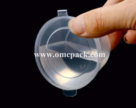 Taza de salsa de PP desechable con tapa con bisagras Contenedor de plástico Contenedor de porciones
